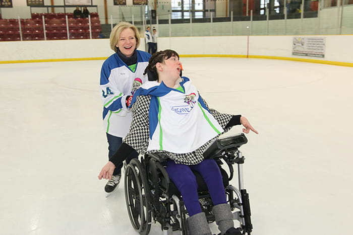 Person in a wheelchair while on ice